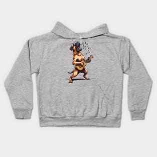 Dog Playing Guitar Singing Boerboel Bull Mastiff Kids Hoodie